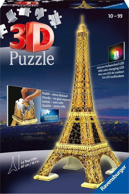 Ravensburger Eiffeltoren Night Edition- 3D puzzel gebouw -, Hobby en Vrije tijd, Denksport en Puzzels, Zo goed als nieuw, Ophalen of Verzenden
