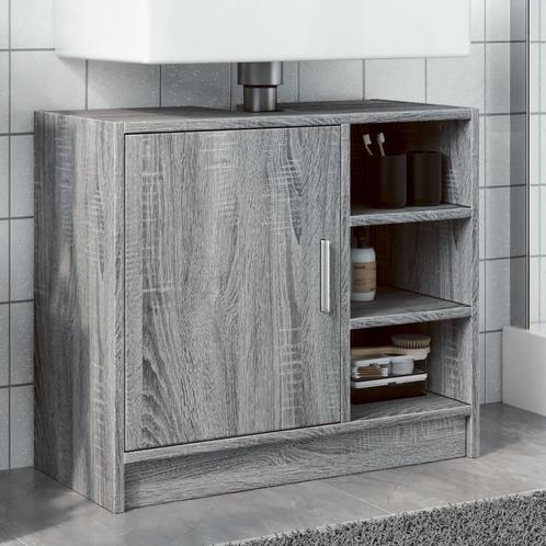 vidaXL Wastafelkast 63x29x55 cm bewerkt hout grijs sonoma, Huis en Inrichting, Badkamer | Badkamermeubels, Nieuw, Minder dan 100 cm