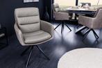 Draaibare Design Stoel BIG GEORGE taupe Echt Lederen, Huis en Inrichting, Stoelen, Ophalen of Verzenden, Nieuw