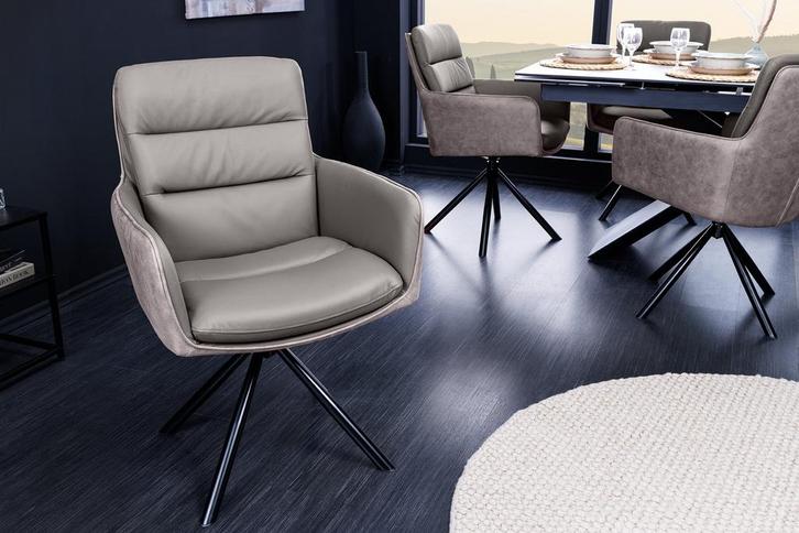 Draaibare Design Stoel BIG GEORGE taupe Echt Lederen, Huis en Inrichting, Stoelen, Ophalen of Verzenden