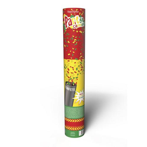 Confetti Kanon Carnaval Rood/Geel/Groen (60cm), Hobby en Vrije tijd, Feestartikelen, Nieuw, Ophalen of Verzenden