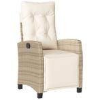 Beige Tuinstoel met Kussen - Retourdeal - Relaxen in Stijl!, Tuin en Terras, Tuinstoelen, Ophalen of Verzenden, Nieuw, Rotan, Verstelbaar