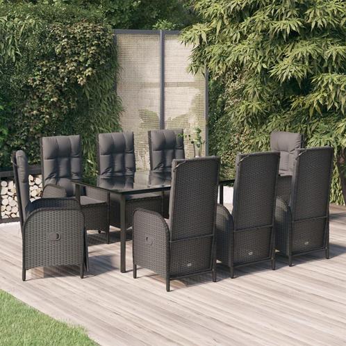 vidaXL 9-delige Tuinset poly rattan zwart, Tuin en Terras, Tuinsets en Loungesets, Tuinset, Nieuw, Rotan, Verzenden