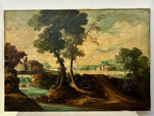 Scuola Fiamminga (XIX) - Paesaggio fluviale, Antiek en Kunst, Kunst | Schilderijen | Klassiek