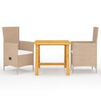 vidaXL 3-delige Tuinset beige, 2 zitplaatsen, Nieuw, Tuinset, Verzenden