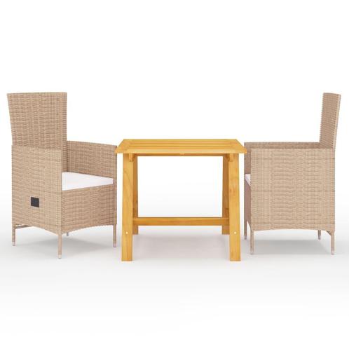 vidaXL 3-delige Tuinset beige, Tuin en Terras, Tuinsets en Loungesets, Tuinset, Nieuw, 2 zitplaatsen, Rotan, Verzenden