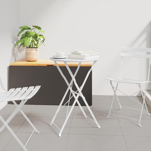 vidaXL Bistrotafel Ø50x71 cm gepoedercoat staal wit, Tuin en Terras, Tuintafels, Nieuw, Verzenden