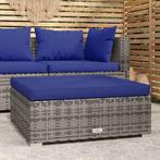 vidaXL Tuinvoetenbank met kussen 70x70x30 cm poly rattan, Verzenden, Nieuw, Rotan