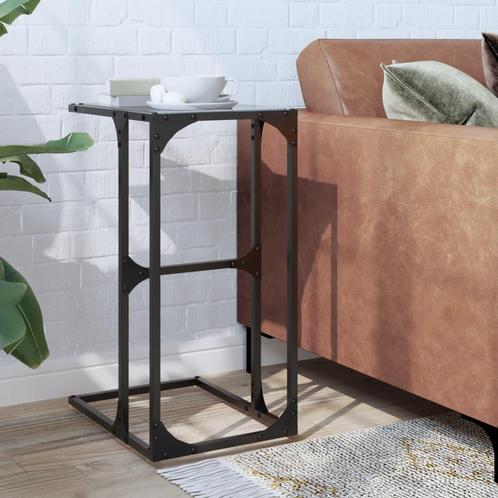 vidaXL Bijzettafel met zwart glazen blad 40x30x61,5 cm staal, Huis en Inrichting, Tafels | Bijzettafels, Nieuw, Verzenden