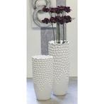 Poly/glasvezel plantenbak Carve wit H.90cm, Verzenden, Nieuw