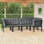 vidaXL 5-delige Loungeset poly rattan zwart en grijs, Verzenden, Nieuw, Rvs, Loungeset