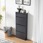 Schoenenkast Sokndal 4 kleppen grijs 118x50x15 cm [en.casa], Verzenden, Nieuw