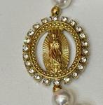 Horlogebandje en ring met kruis en witte parelmoer. -