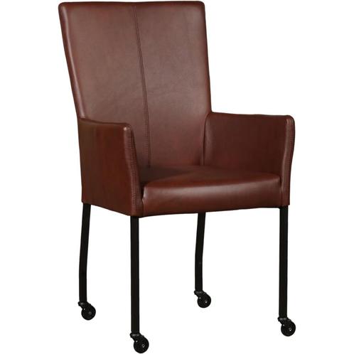 Leren eetkamerstoel Deal met armleuning - Granada Cognac, Huis en Inrichting, Stoelen, Eén, Overige kleuren, Nieuw, Leer, Ophalen of Verzenden