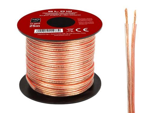 HQ luidsprekerkabel 2 x 1.00 mm transparant/rood op rol 25 m, Muziek en Instrumenten, Kabels en Stekkers, Speaker of Versterker