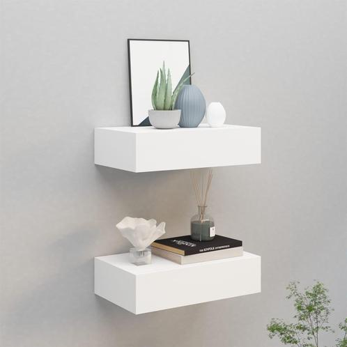 vidaXL Wandschappen 2 st met lade 40x23,5x10 cm MDF wit, Huis en Inrichting, Woonaccessoires | Wandplanken en Boekenplanken, Nieuw