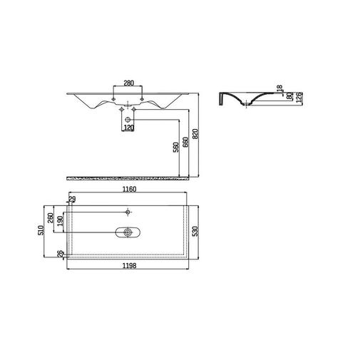 Wastafel AquaSplash Pion 119,8x53cm Wit, Doe-het-zelf en Verbouw, Sanitair, Ophalen of Verzenden