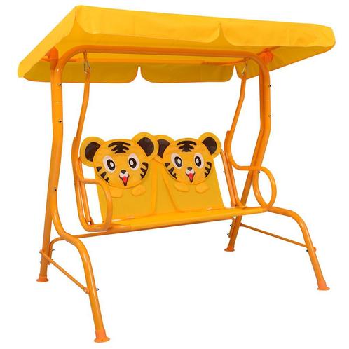 vidaXL Kinderschommelbank 115x75x110 cm stof geel, Tuin en Terras, Tuinbanken, Nieuw, Verzenden