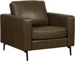 Donkergroene leren moderne fauteuil - Elegance leer Green (d, Eenpersoons, Nieuw, Ophalen of Verzenden, Rechte bank
