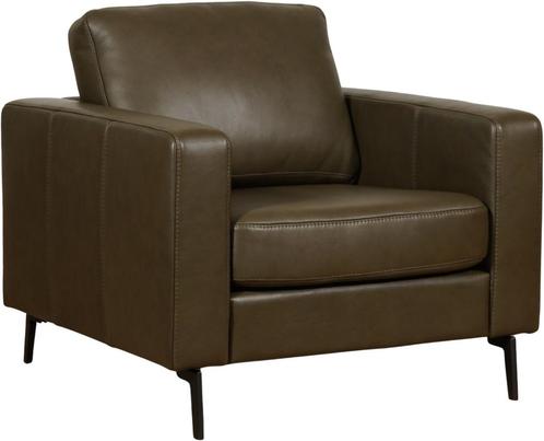 Donkergroene leren moderne fauteuil - Elegance leer Green (d, Huis en Inrichting, Banken | Bankstellen, 75 tot 100 cm, Rechte bank