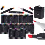 Dubbelzijdige alcoholmarkers in etui 48 stuks - Dual tip, Hobby en Vrije tijd, Ophalen of Verzenden, Nieuw