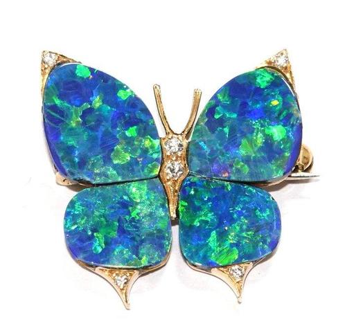 Hanger - 18 karaat Geel goud - 5.10ct. tw. Opaal - Diamant -, Sieraden, Tassen en Uiterlijk, Antieke sieraden