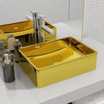 vidaXL Wastafel 41x30x12 cm keramiek goudkleurig, Verzenden, Nieuw