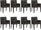 Set van 8 Leren eetkamerstoelen - met houten zwarte poten -, Nieuw, Vijf, Zes of meer stoelen, Landelijk, Leer
