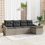 vidaXL 5-delige Tuinbankenset met kussens poly rattan, Verzenden, Nieuw, Rotan