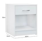 Nachtkastje Hamburg Wit 50x40x35cm (Meubelen, Interieur), Huis en Inrichting, Complete inboedels, Verzenden