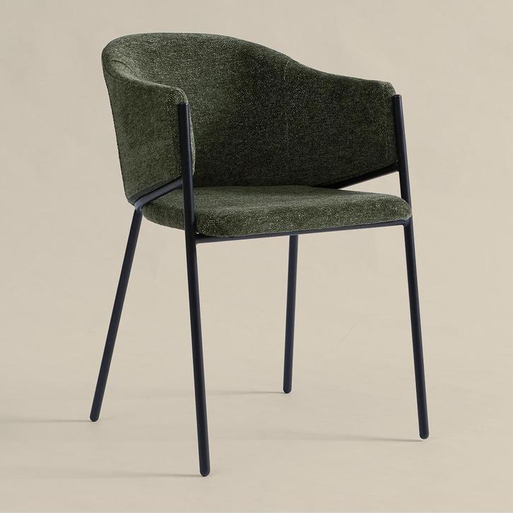 *WOONWINKEL* Groene Eetkamerstoel Met Ronde Rugleuning, Huis en Inrichting, Stoelen, Nieuw, Stof, Verzenden