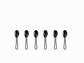 6 design espresso lepeltjes 10 cm zwart - mat - glossy spoon beschikbaar voor biedingen