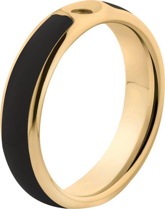 Melano Twisted Tracy resin ring - dames - goldplated + black, Sieraden, Tassen en Uiterlijk, Ringen, Verzenden