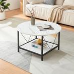 Salontafel Filem rond Ø80 cm marmerlook wit en zwart [en.cas, Verzenden, Nieuw