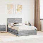 vidaXL Bedframe met lade Grijs Sonoma 120 x 200 cm, Verzenden, Nieuw, Grijs, Hout