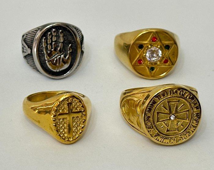 4 Spirituele ringen: Davidster, Tempelierskruis, Heilige, Antiek en Kunst, Antiek | Boeken en Bijbels