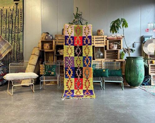 Vintage Boucherouite Berber tapijt – 80x235 cm – Met de hand, Huis en Inrichting, Stoffering | Tapijten en Kleden
