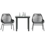 vidaXL 3-delige Tuinset met kussens poly rattan glas zwart, Tuin en Terras, Tuinsets en Loungesets, 2 zitplaatsen, Nieuw, Tuinset