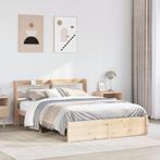 vidaXL Bedframe met hoofdbord massief grenenhout 120x190 cm, Bruin, Verzenden, Nieuw, 190 cm of minder