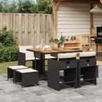 vidaXL 9-delige Tuinset poly rattan zwart, Nieuw, 8 zitplaatsen, Tuinset, Verzenden
