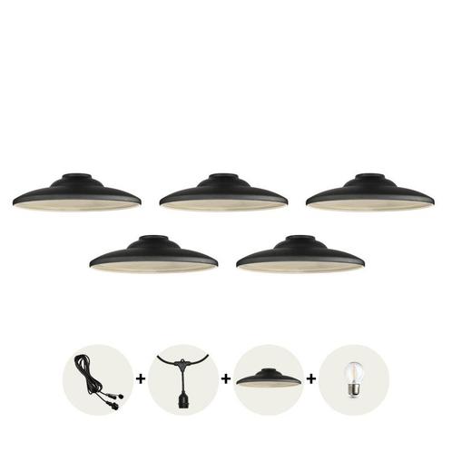 5x Lampenkappen voor prikkabel CRETE | Rond | Zwart/ Wit, Huis en Inrichting, Lampen | Lampenkappen, 25 tot 50 cm, Rond, Zwart