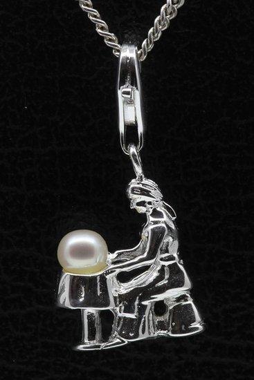 Zilveren Waarzegster met parel hanger en/of bedel, Sieraden, Tassen en Uiterlijk, Bedels, Verzenden