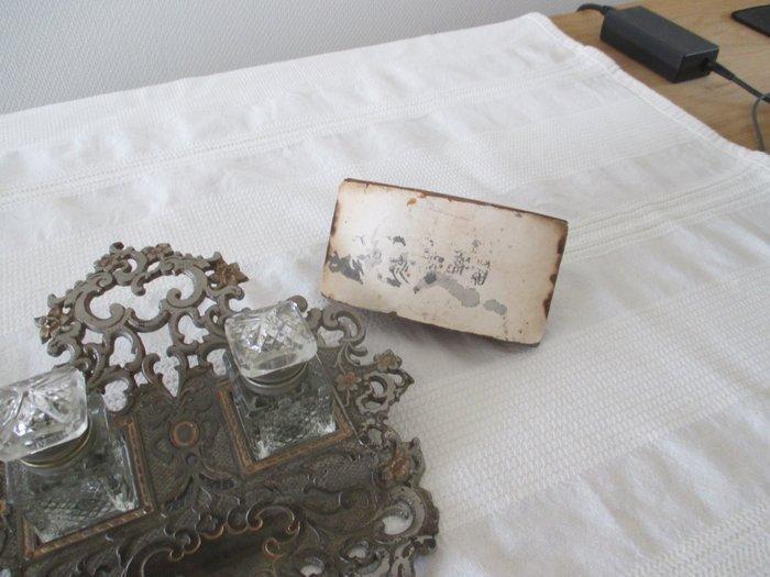 Inktpot - metaal en kristal, Antiek en Kunst, Curiosa en Brocante