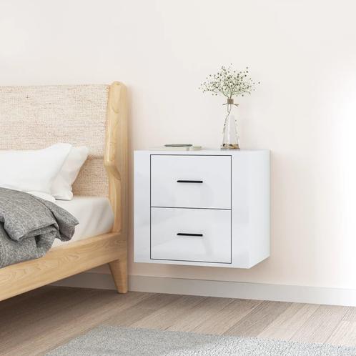 vidaXL Nachtkastje wandgemonteerd 50x36x47 cm hoogglans wit, Huis en Inrichting, Kasten | Overige, Nieuw, Verzenden