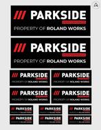 12x  Property Of Parkside Stickers | 3 Maten | Gelamineerd, Nieuw, Sticker
