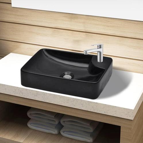 Zwarte Wasbak Keramiek met Kraangat - Tweedekansje - Perf..., Huis en Inrichting, Badkamer | Badkamermeubels, 25 tot 50 cm, Nieuw