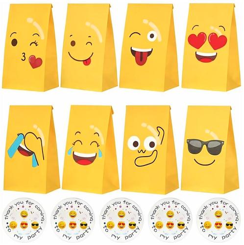 Fako Bijoux® - 24 Uitdeelzakjes + Stickers - Emoji / Smiley, Diversen, Cadeauverpakkingen, Verzenden