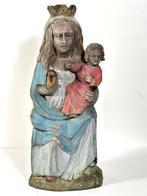 Polychroom houten beeld - Madonna met kind - 42 cm - Hout -, Antiek en Kunst