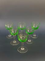 Verreries Doyen - Drinkservies voor 6 (6) - Uraniumglas -, Antiek en Kunst, Antiek | Glas en Kristal
