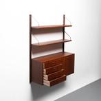 Vintage Deense wandkast in teakhout, Gebruikt, 100 tot 150 cm, Teakhout, Minder dan 150 cm